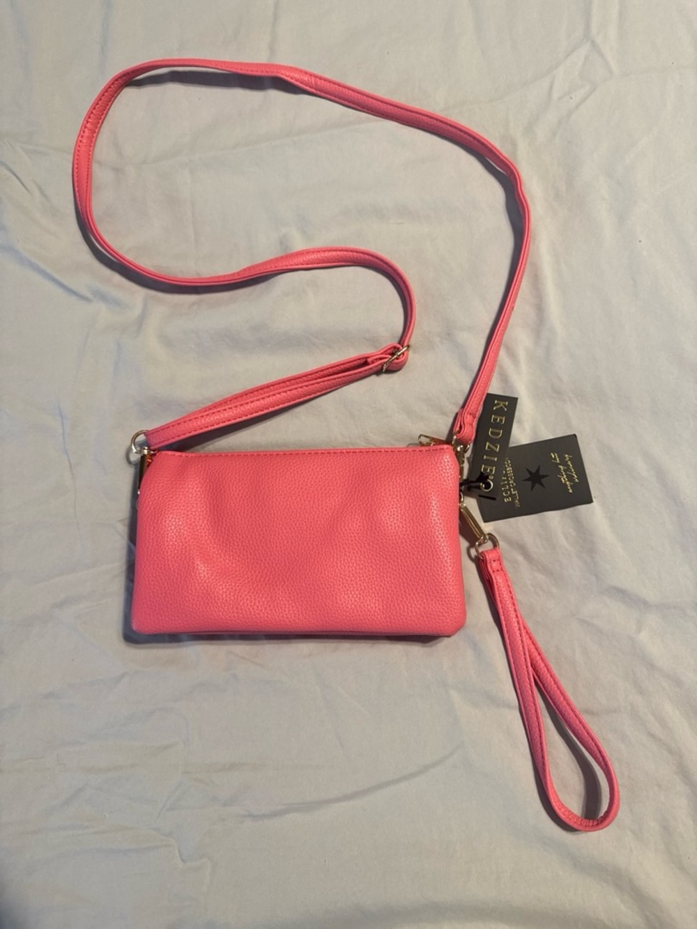 Dazie Pink Crossbody Wristlet with Removable Strap